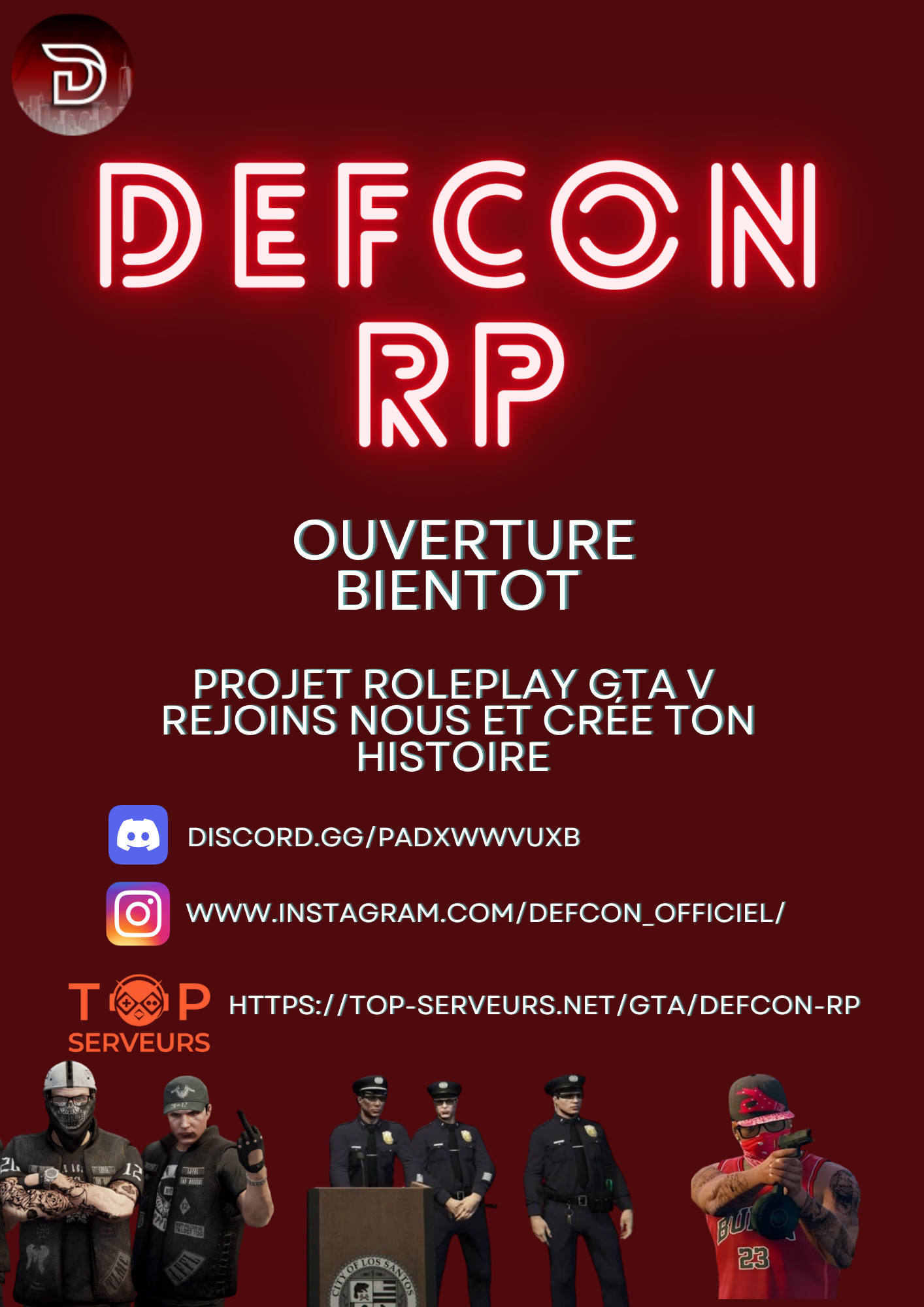 FR/BE] DEFCON RP - FREE ACCESS - STAFF RECRUTE - GROUPE DISPO -  discord.gg/RnvETc8FQq - Serveur GTA